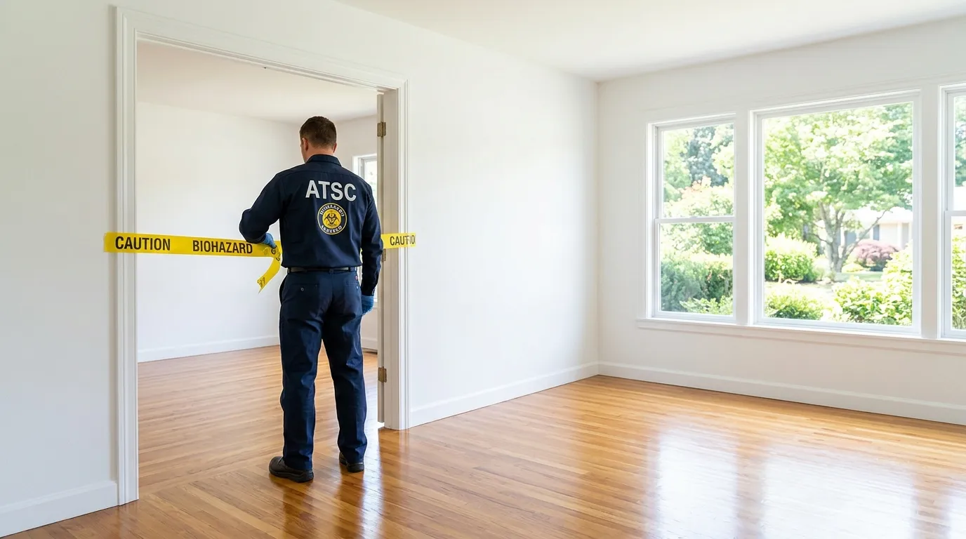 Certified biohazard cleanup crew performing Trauma Scene Cleanup in North Wantagh